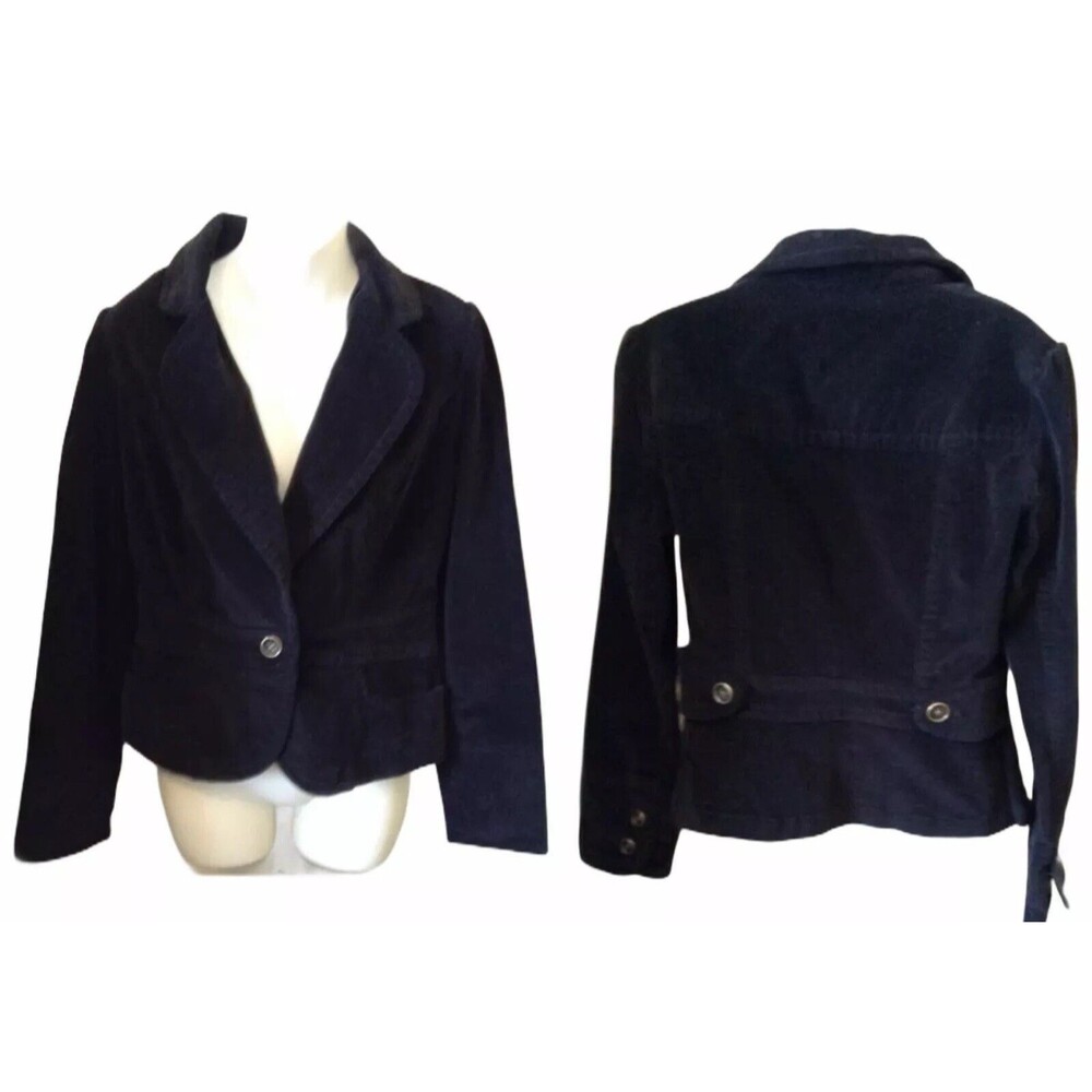 Woman's Black Corduroy Jacket Blazer Stretch Size Small